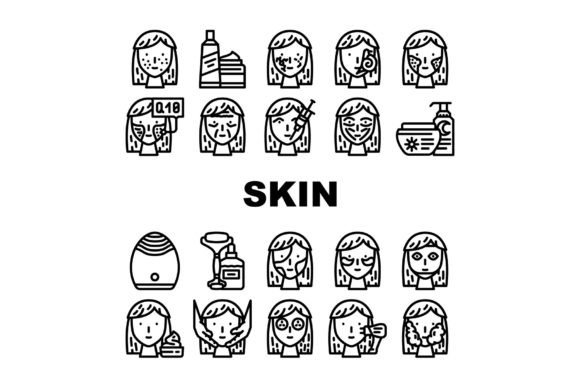 Download Facial Skin Care and Treatment Icons Set - Skin Collection