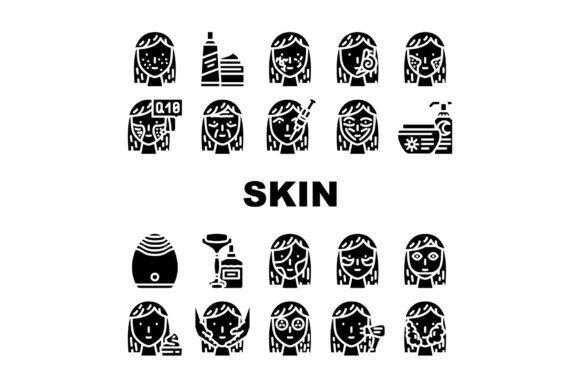 Download Facial Skin Care and Treatment Icons Set - Skin Collection